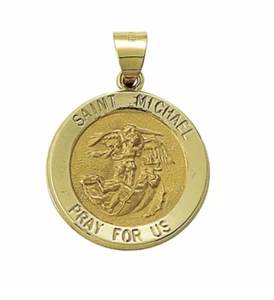 COLLANA FINITURA ORO 14K ROTONDA ST. MICHAEL MEDAGLIA PATRON DEI POLIZIOTTI - Foto 1 di 1