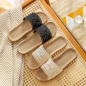Summer Lace Women's Sandals and Slippers Home and Indoor Linen Slippers - Picture 1 of 8