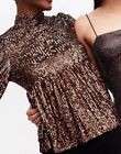 BNWT  Fab NEW LOOK Deep Gold/ Bronze Sparkly Sequin  Top  Size 6