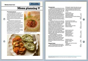 Menu Planning V - Know-How - Working Woman's 1980s Recipe Card - Picture 1 of 1