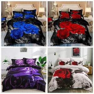 Rose Floral Quilt Duvet Doona Cover Set Double Queen Super King Size Bedding AU - Picture 1 of 42