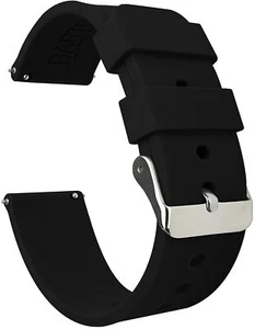 BARTON Quick Release Soft Silicone Rubber Watch Band, Width 20 mm, Black - Picture 1 of 7