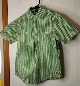 GAP Med 8 weiß grün Gingham Kurzarm Hemd Junge Knopfleiste Tasche - Bild 1 von 7