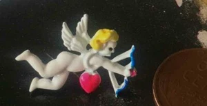 Vintage Enameled Metal Winged Cupid with Arrow and Heart Tie Tac Pin
