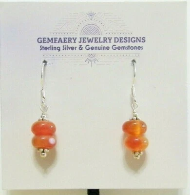 Pendientes colgantes clásicos de plata esterlina natural de cornalina #1521... hechos a mano en EE. UU. Foto 1 de 4