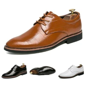 Wedding Mens Dress Formal Leather Shoes Pointy Toe Business Work Office Casual - Picture 1 of 15