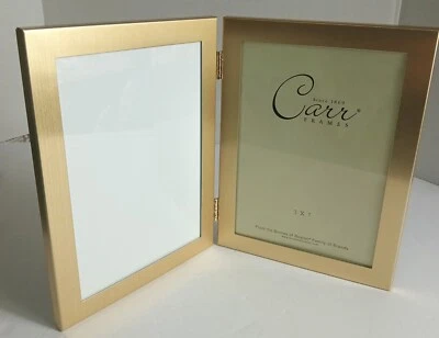 Carr Burnes of Boston Gold Brushed Satin Double Hinged Frame 5x7 Foto 1 de 4