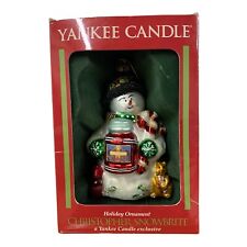 Christopher Snowbrite Hand Blown Glass Yankee Candle Snowman Christmas Ornament