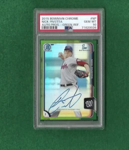 2015 1st Bowman Chrome Auto Nick Pivetta Green Refractor 43/99 PSA 10 POP 1 - Picture 1 of 2