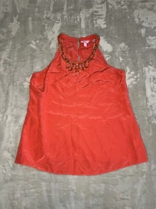 Lilly Pulitzer Corsica Beaded Tank Top 100% Silk Coral Womens Medium - Bild 1 von 7