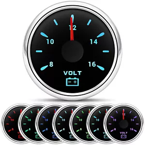 2" 52mm Universal Pointer Volt Meter Voltage Voltmeter Gauge 8-16V For Boat Car - Picture 1 of 19