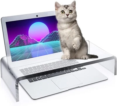 Acrylic Monitor Stand Riser Anti-Cat Laptop Cover Protector, Crystal Clear 16'' - Image 1 of 4