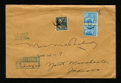 #810 & #821 Prexies 1944 Registered Cover From J.E. Guest American Phila Society - Image 1 of 2