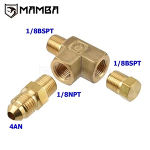 Kit de montaje adaptador de presión de aceite turbo 1/8" BSPT x NPT x BSPT x 4AN TW - Imagen 1 de 7