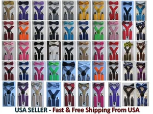 New Suspender and Bow Tie Sets for Boys Girls Kids Child Children -Ship from USA - Picture 1 of 61