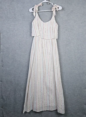 SEZANE Robe Augusta Metallic Striped Maxi Tie Shoulder Dress Size 34 - Image 1 of 4