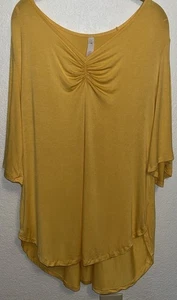 Melissa McCarthy Tunic Front Rouche Top Women Sz XL Yellow - Picture 1 of 6
