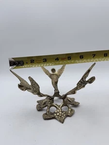 Vintage Solid Brass Cherub Bowl Stand – Angel Tripod Holder - Picture 1 of 10