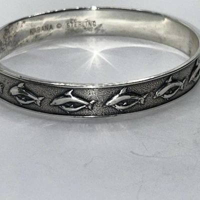 KABANA-Plata de ley, pulsera brazalete duro Sea life. 925 Foto 1 de 4