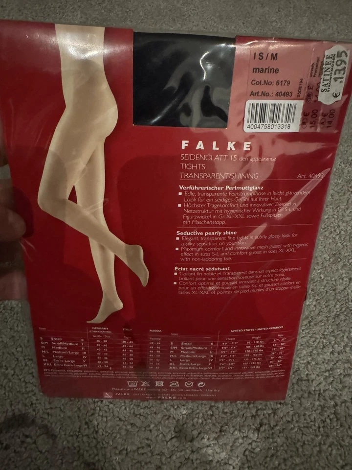 Falke Seidenglatt 15den I S-M Feinstrumpfhose blau Glanzstrumpfhose - Bild 1 von 1