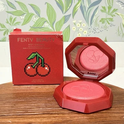Fenty Beauty Hot Cheeks Velour Blushlighter Cherry Pie’d DAMAGED BOX 0.15 Oz - Image 1 of 4
