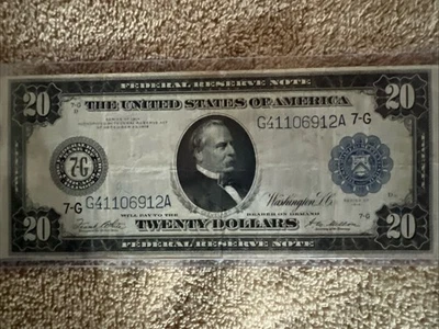 1914 Large 20 Dollar Chicago Federal Reserve Note - Image 1 of 2