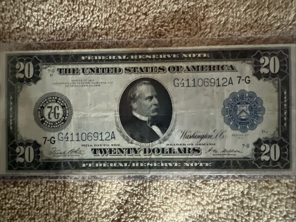 1914 Large 20 Dollar Chicago Federal Reserve Note - Image 1 of 2