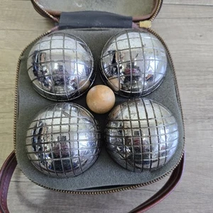 Obut Dog Petanque Set Of Four French Boules + Jack And Case - Picture 1 of 4