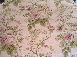 Belle nappe vintage en coton /lin décor shabby roses 150 cm x 106 cm - Picture 1 of 7