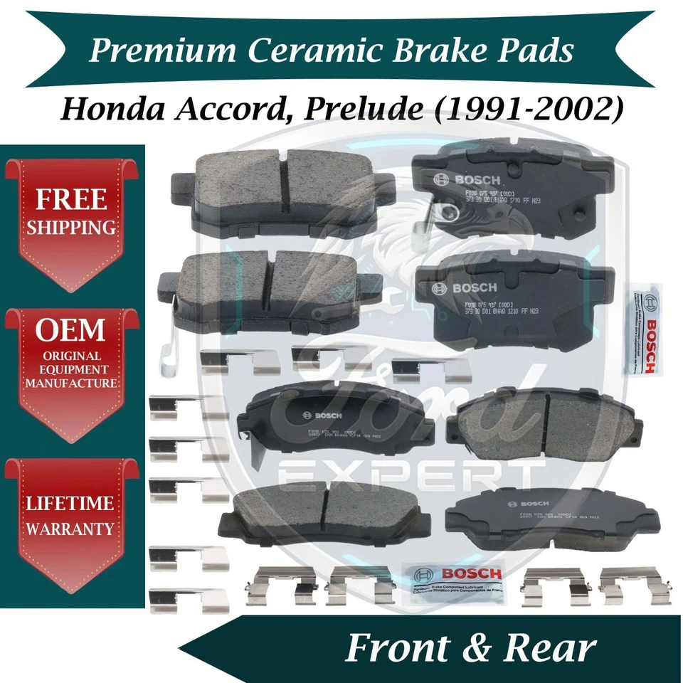 Комплект передних и задних керамических тормозных колодок для 1991-2002 Honda Accord Prelude 9 лет Warr - Изображение 1 из 4