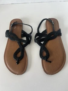 Merona Women's Sandals Black Braided Size 8 - Picture 1 of 8