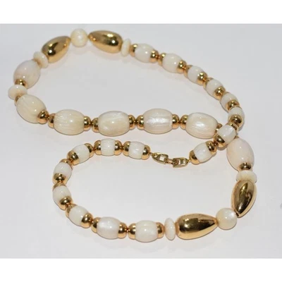 Collar NAPIER Oro y Perla Marfil Baquelita Cuentas Distintivo Foto 1 de 4