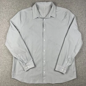 Lululemon Commission Long Sleeve Button Shirt 2XL Blue White Striped Stretch - Picture 1 of 6