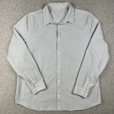 Lululemon Commission Long Sleeve Button Shirt 2XL Blue White Striped Stretch - Image 1 of 4