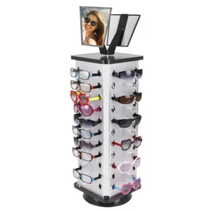 44 Pairs 360 Rotating Sunglass Display Rack Metal Glasses Stand Holder W/Mirror - Picture 1 of 10