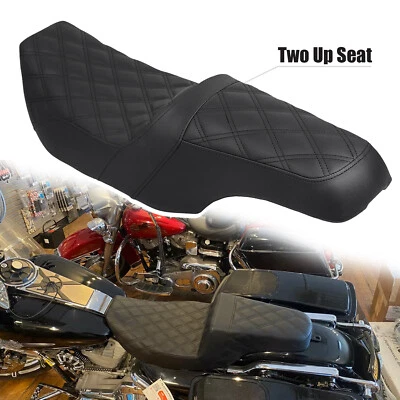 Black Step-Up Lattice Seat for Harley FLHX FLHR Road King 1997-2007 Street Glide Foto 1 de 4