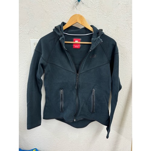 VETEMENTS Felpa con cappuccio nera Nike pile cerniera anteriore ad alte prestazioni grande