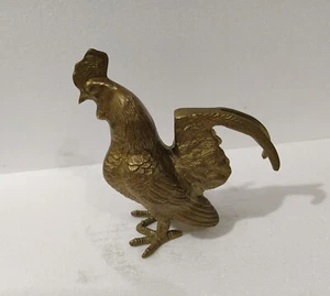 Metal Cock Rooster Sculpture Statue Figurine Bird Bronze Finish - Picture 1 of 6