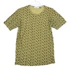 Brooks Textured 100% Silk Tee T Shirt Womens M Medium Muted Yellow Floral SS