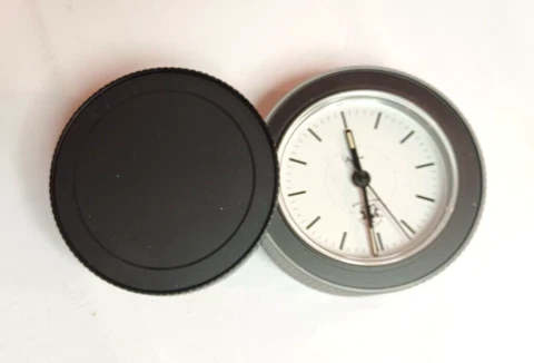 Giorgio Beverly Hills Travel Clock.  Black Metal Cover