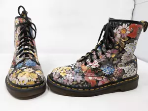 DR. DOC MARTENS 1460 STIVALI FLOREALI 8 FORI SIENNA MILLER REALIZZATI INGHILLANDA TAGLIA 6 US - Foto 1 di 8