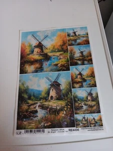 1 HOJA DE PAPEL DE ARROZ PARA ÁLBUM DE RECORTES NUEVO (RP68) MOLINO HOLANDÉS - Imagen 1 de 1