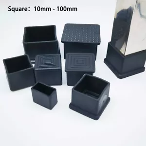 Square Rubber Chair Ferrules AntiScratch Floor Protector Table Feet Leg Cap End - Picture 1 of 38