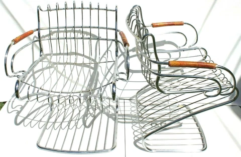 Vtg matching MCM RINALDI Italian Metal / Chrome Dining Chairs (2) Cover