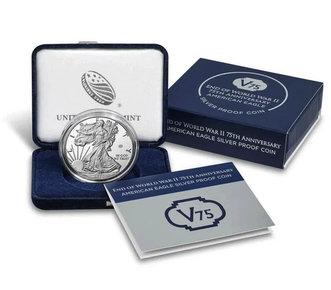 2020 W PROOF SILVER EAGLE WORLD WAR II V75 PRIVY IN OGP 75,000 MINTED Cover