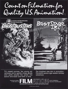 FILMATION - Original 1987 Trade AD / poster_ Ghostbusters _ Bravestarr _TV promo - Picture 1 of 1