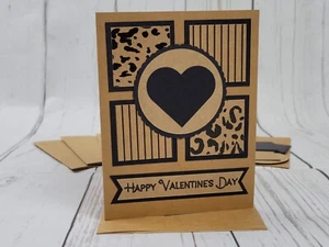 Happy Valentine's Day Greeting Card Kit #11 [Lot of 4, Handmade, Masculine Kraft - Picture 1 of 6