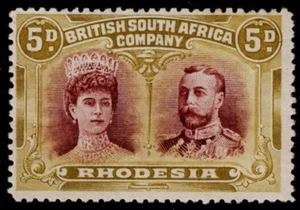 1910 Rhodesia Double Head 5d SG 141 var Long Gash 1 Very Fresh Fine VLMM - Picture 1 of 2