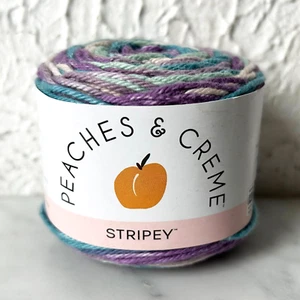 Peaches & Creme Stripey 100% Cotton 4 Ply Yarn - 1 Skein Lavender Meadow #17018 - Picture 1 of 5