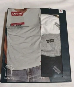 Levi's Herren 3er Pack T-Shirts V-Ausschnitt Unterhemden weiß grau schwarz Small (34-36) - Bild 1 von 11